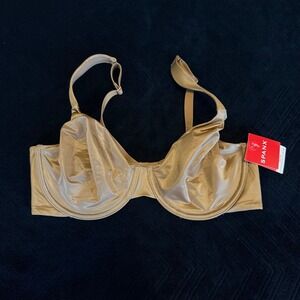 Spanx Satin Unlined Full Coverage Bra Cafe Au Lait 36D 30077R Underwire NWT